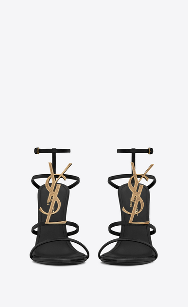 Cassandra sandal with gold logo in smooth leather (110 mm)