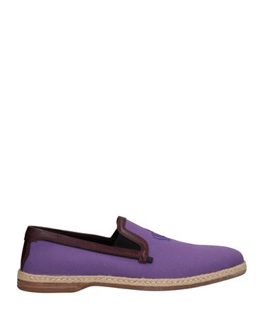 Dolce & Gabbana Man Loafers Lilac Size 8.5 Cotton, Calfskin In Purple
