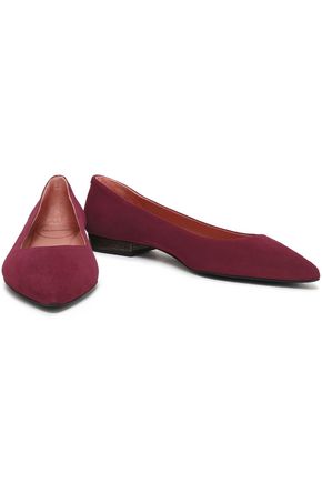 Click to view more detailed imagery on our partner's website Jil Sander Navy Woman Embellished Suede Point-Toe Flats Merlot