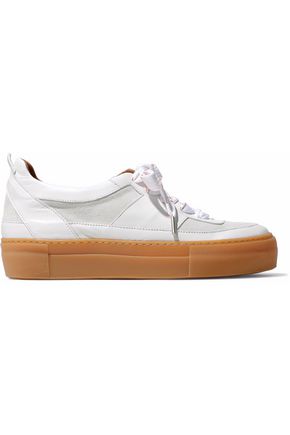 GANNI LEATHER AND SUEDE PLATFORM trainers,3074457345618983507