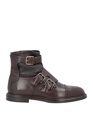 Dolce & Gabbana Man Ankle Boots Dark Brown Size 8 Calfskin, Lambskin