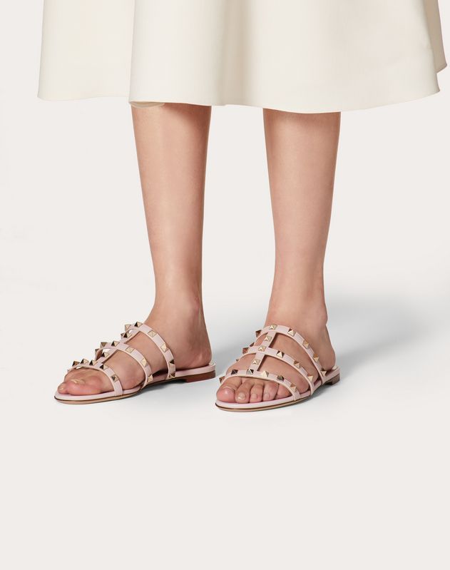 valentino rockstud flat slide sandal