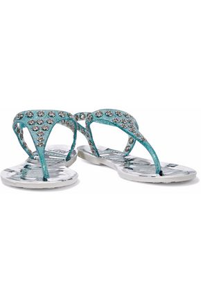 Valentino Garavani Eyelet-embellished Glittered Pvc Sandals In Light Blue