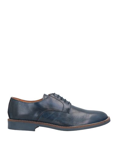 Man Lace-up shoes Slate blue Size 7 Leather