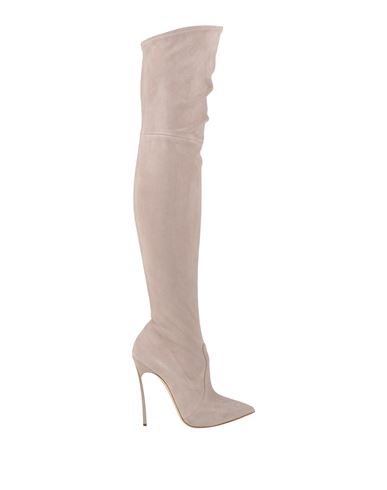 Casadei Woman Knee Boots Dove Grey Size 8.5 Soft Leather