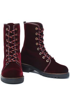 stuart weitzman velvet combat boots