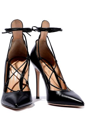 GIANVITO ROSSI LEXI LACE-UP LEATHER PUMPS,3074457345620327122