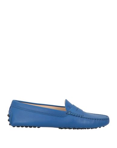 Tod's Woman Loafers Blue Size 7.5 Calfskin In Blue