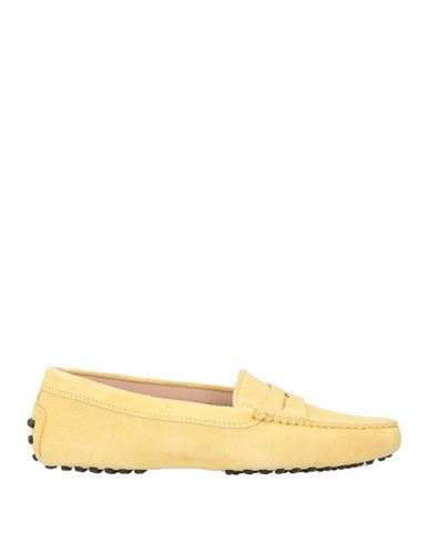 Shop Tod's Woman Loafers Pastel Yellow Size 8 Leather