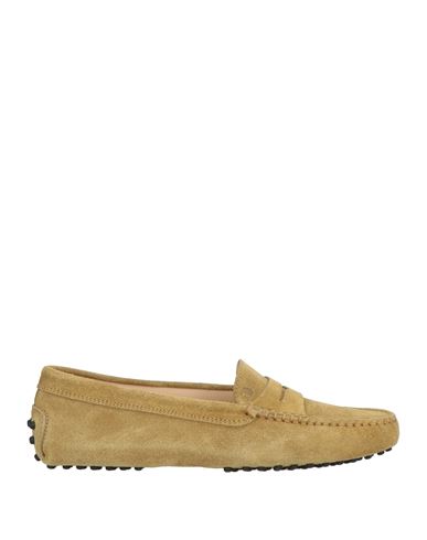 TOD'S TOD'S WOMAN LOAFERS KHAKI SIZE 7.5 LEATHER 