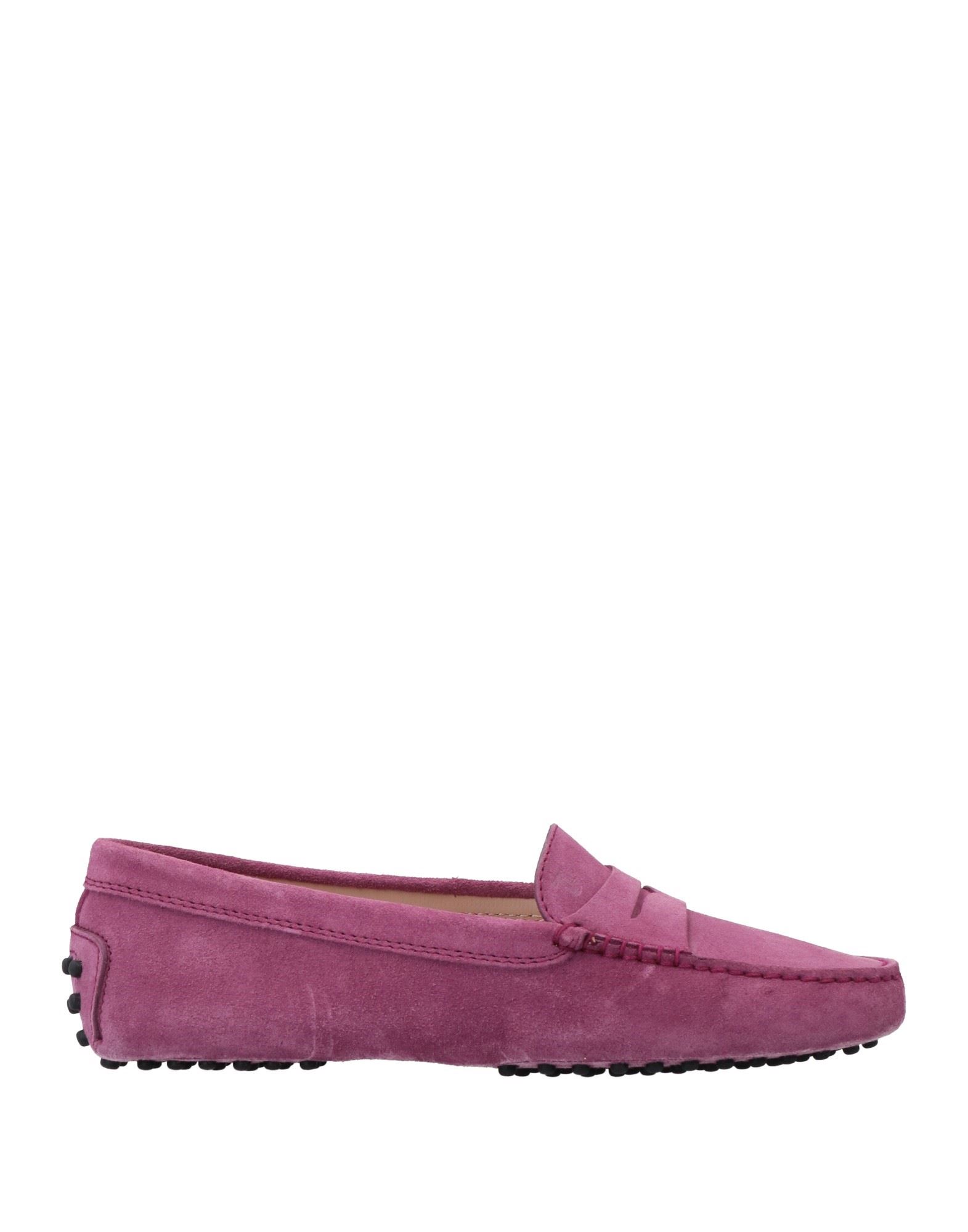 TOD'S TOD'S WOMAN LOAFERS PURPLE SIZE 5.5 SOFT LEATHER