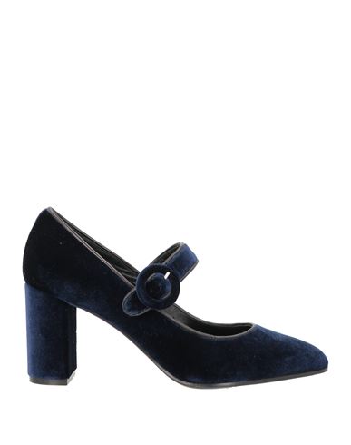 Roberto Festa Woman Pumps Navy Size 8 Textile Fibers, Leather In Blue