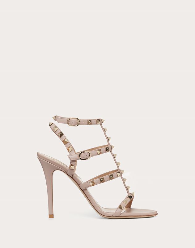 Rockstud Calfskin Ankle Strap Sandal 100 mm for Woman | Valentino ...