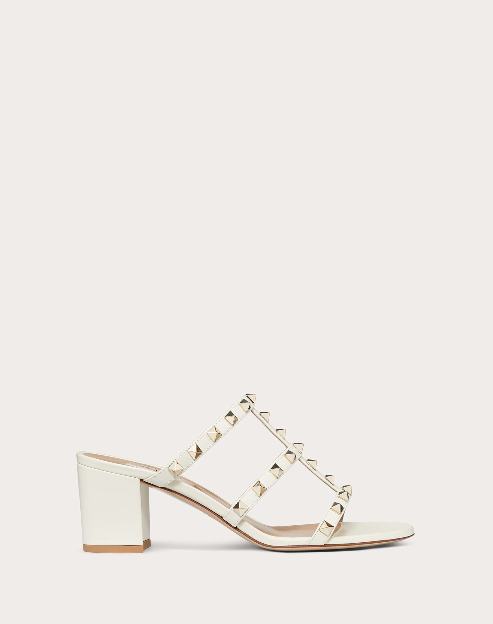 Valentino Garavani Rockstud Calfskin Leather Slide Sandal 60 In Light Ivory | ModeSens