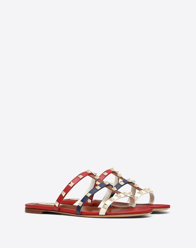 rockstud caged flat slide sandal