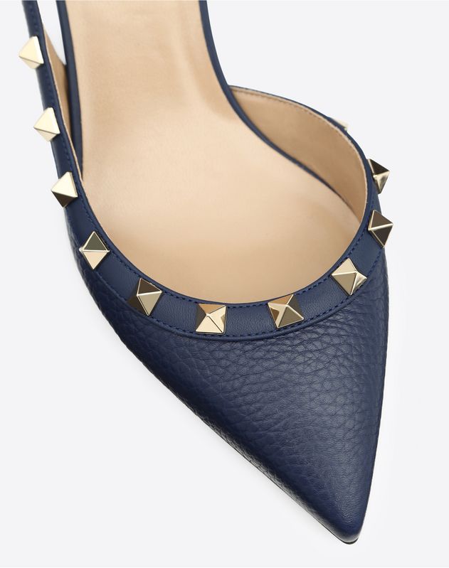 Rockstud Grainy Leather Slingback Pump 50 mm for Woman | Valentino ...