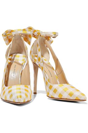 Click to view more detailed imagery on our partner's website Paul Andrew Woman Fiona Bow-Embellished Gingham Canvas Pumps Marigold