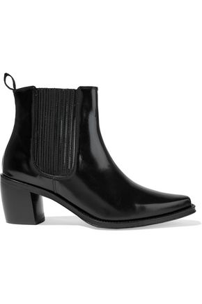 Click to view more detailed imagery on our partner's website Alexa Chung Alexachung Woman Glossed-Leather Ankle Boots Black
