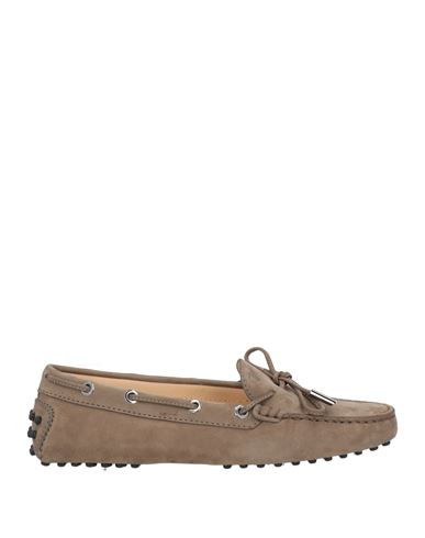TOD'S TOD'S WOMAN LOAFERS KHAKI SIZE 5 LEATHER 