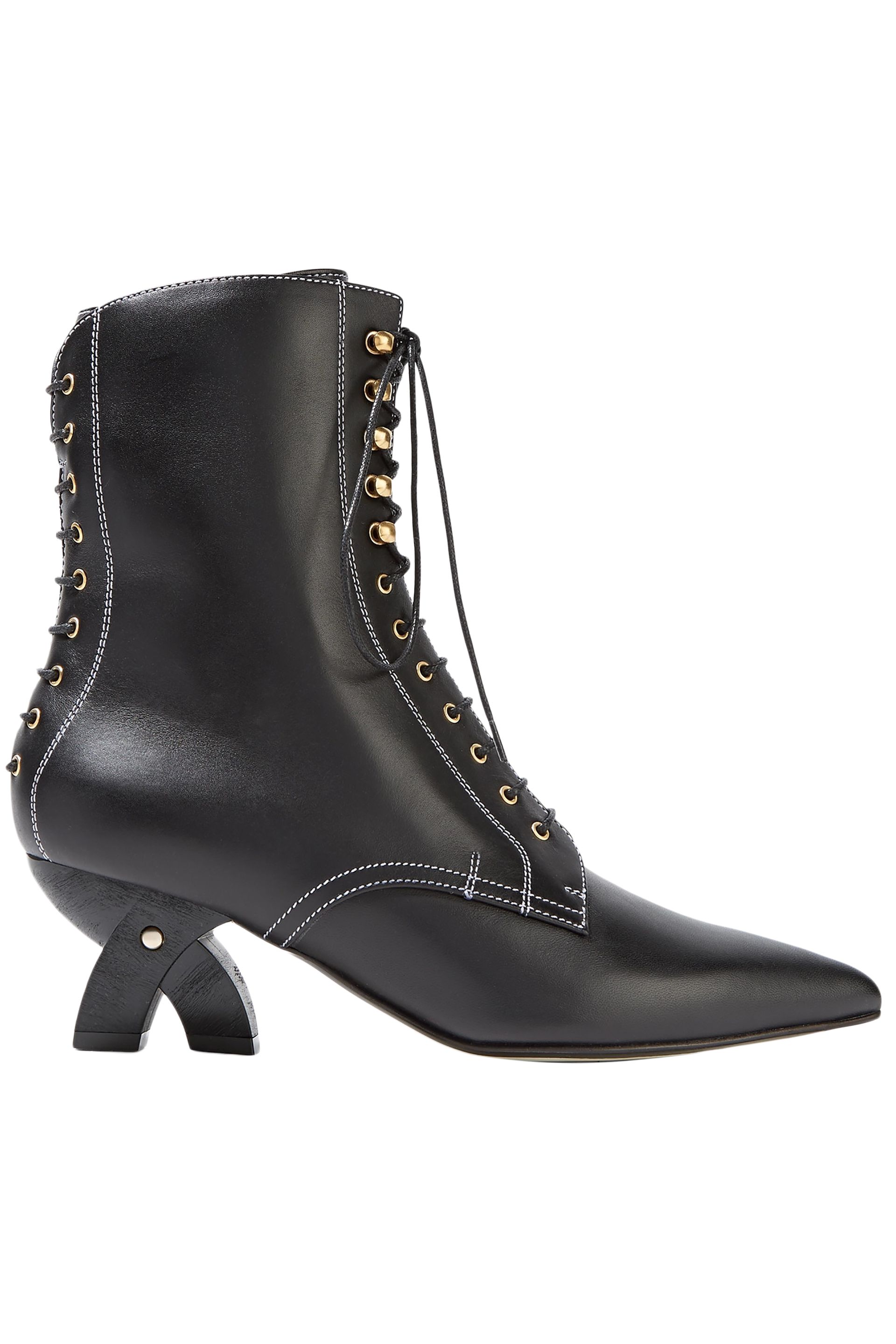 loewe logo print canvas trimmed leather ankle boots