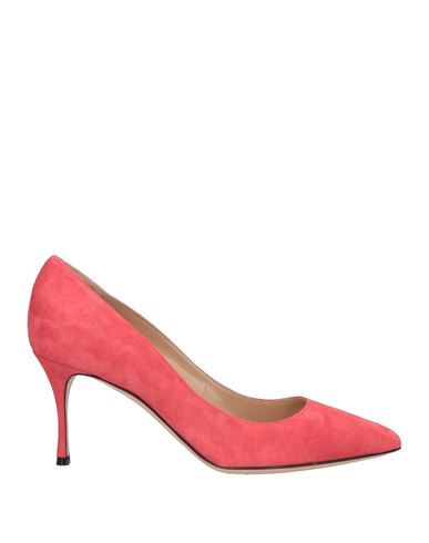 Shop Sergio Rossi Woman Pumps Coral Size 6.5 Soft Leather In Red