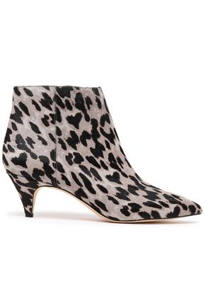 leopard print kitten heel ankle boots