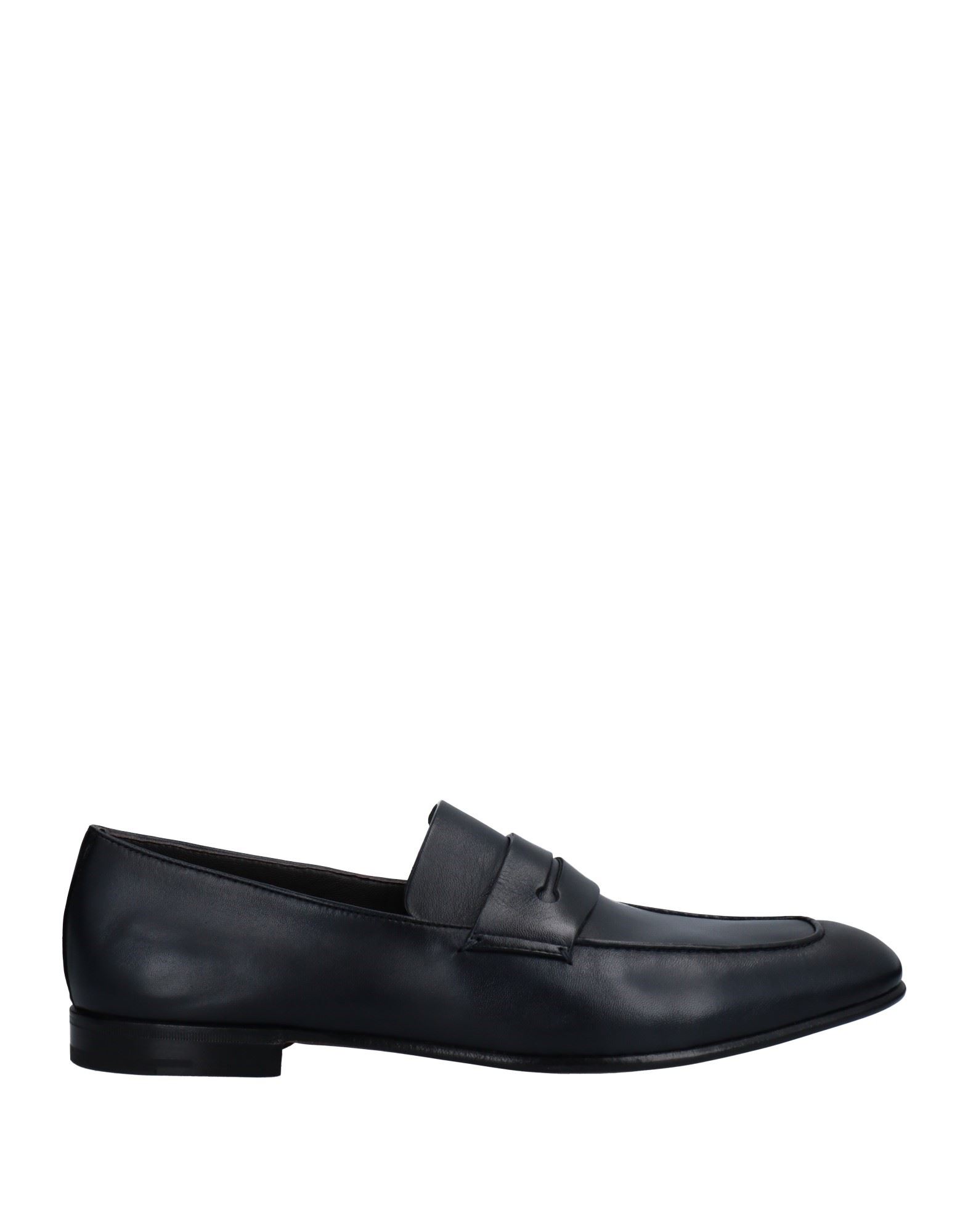 Ermenegildo Zegna Narrow-toe Leather Penny Loafers In Dark Blue