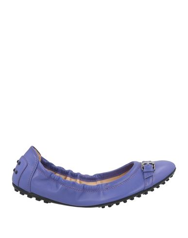 Tod's Woman Ballet Flats Purple Size 8 Leather