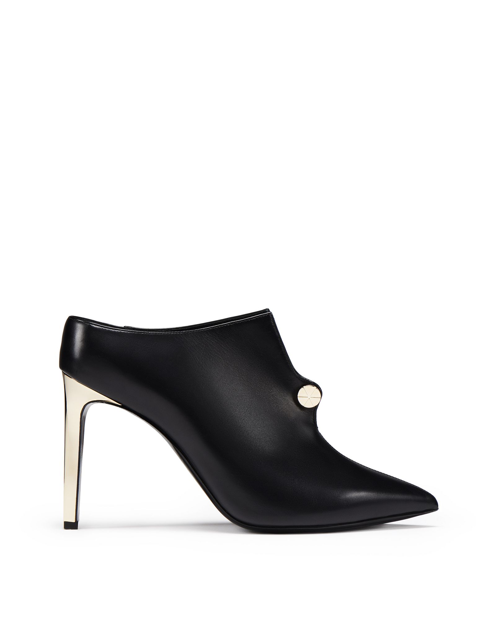 womens black heeled mules