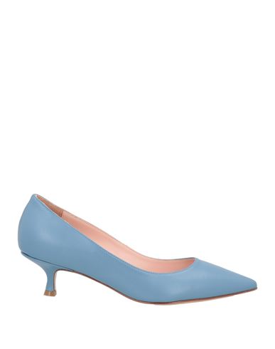 Anna F . Woman Pumps Sky Blue Size 9 Soft Leather In Blue
