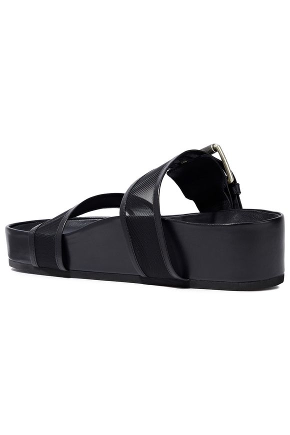 Evin buckled leather-trimmed mesh platform slides | RAG & BONE | Sale up to 70% off | THE OUTNET