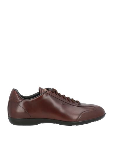 Santoni Man Sneakers Chocolate Brown Size 6 Soft Leather In Brown