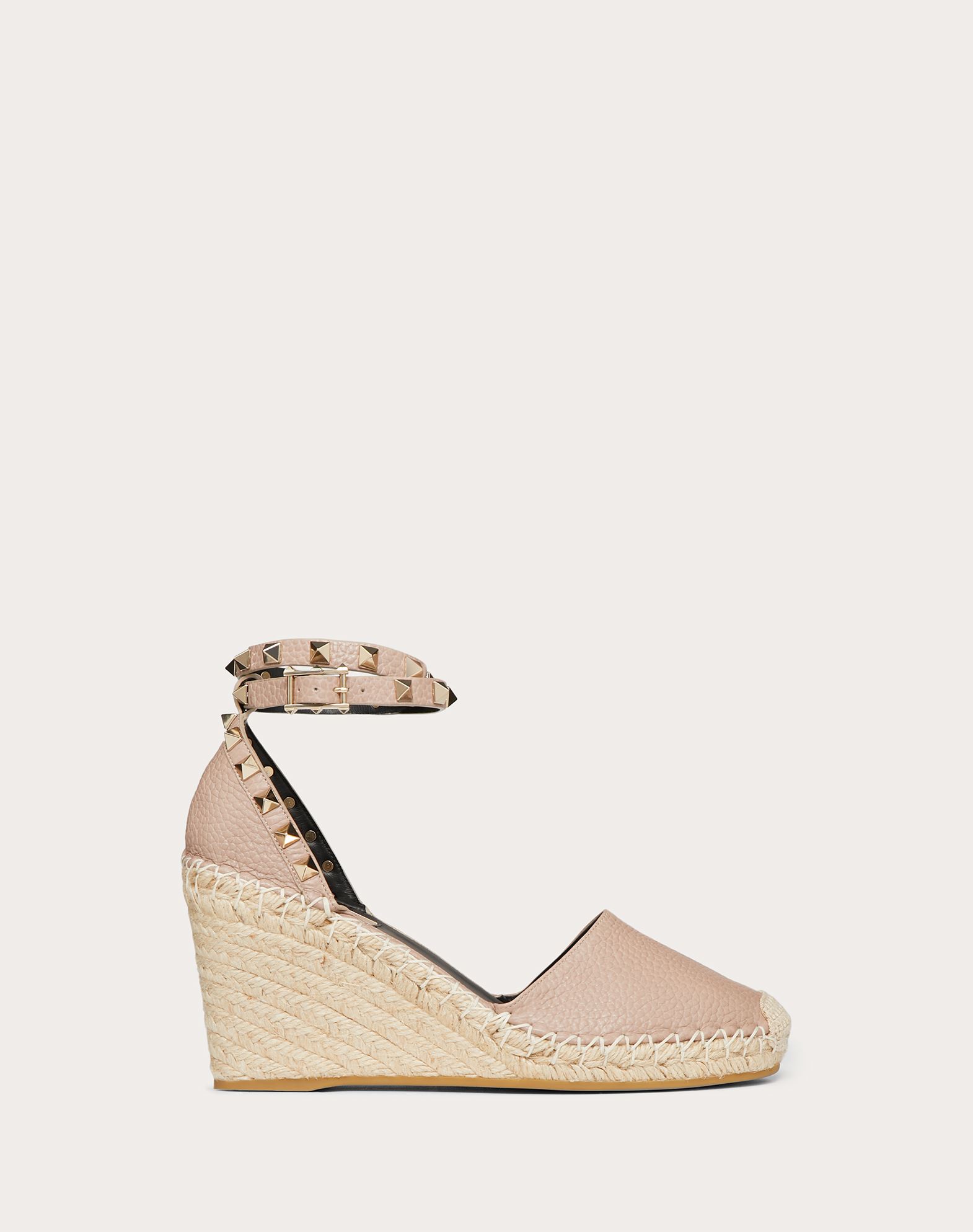 Rockstud Double Grainy Calfskin Leather Wedge Espadrille 65 mm for ...