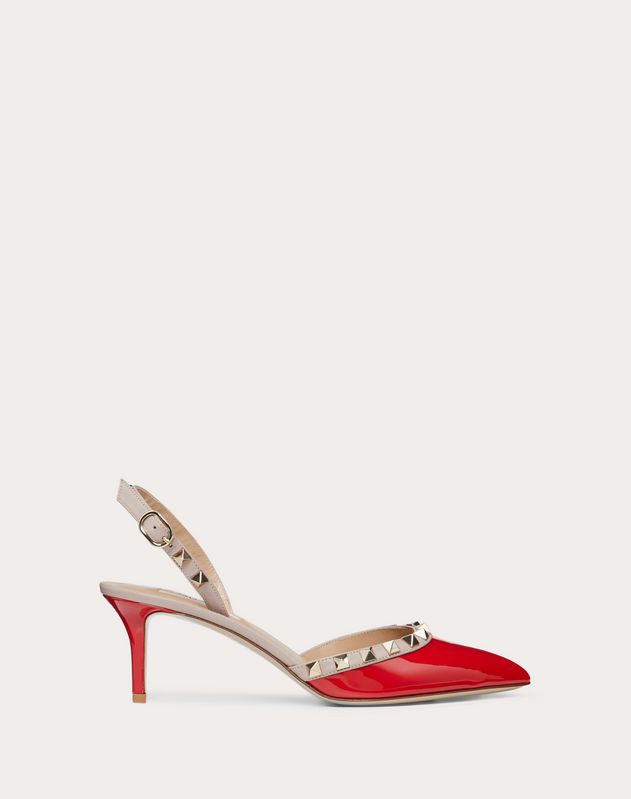 red patent leather slingback pumps