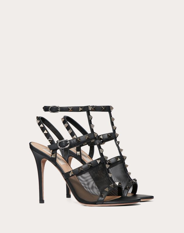 Rockstud Mesh Ankle Strap Sandal 105 mm for Woman | Valentino Online ...