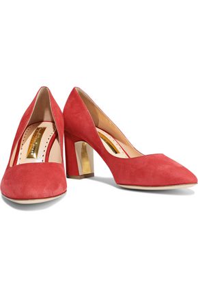 Rupert Sanderson Patricia Suede Pumps In Tomato Red ModeSens