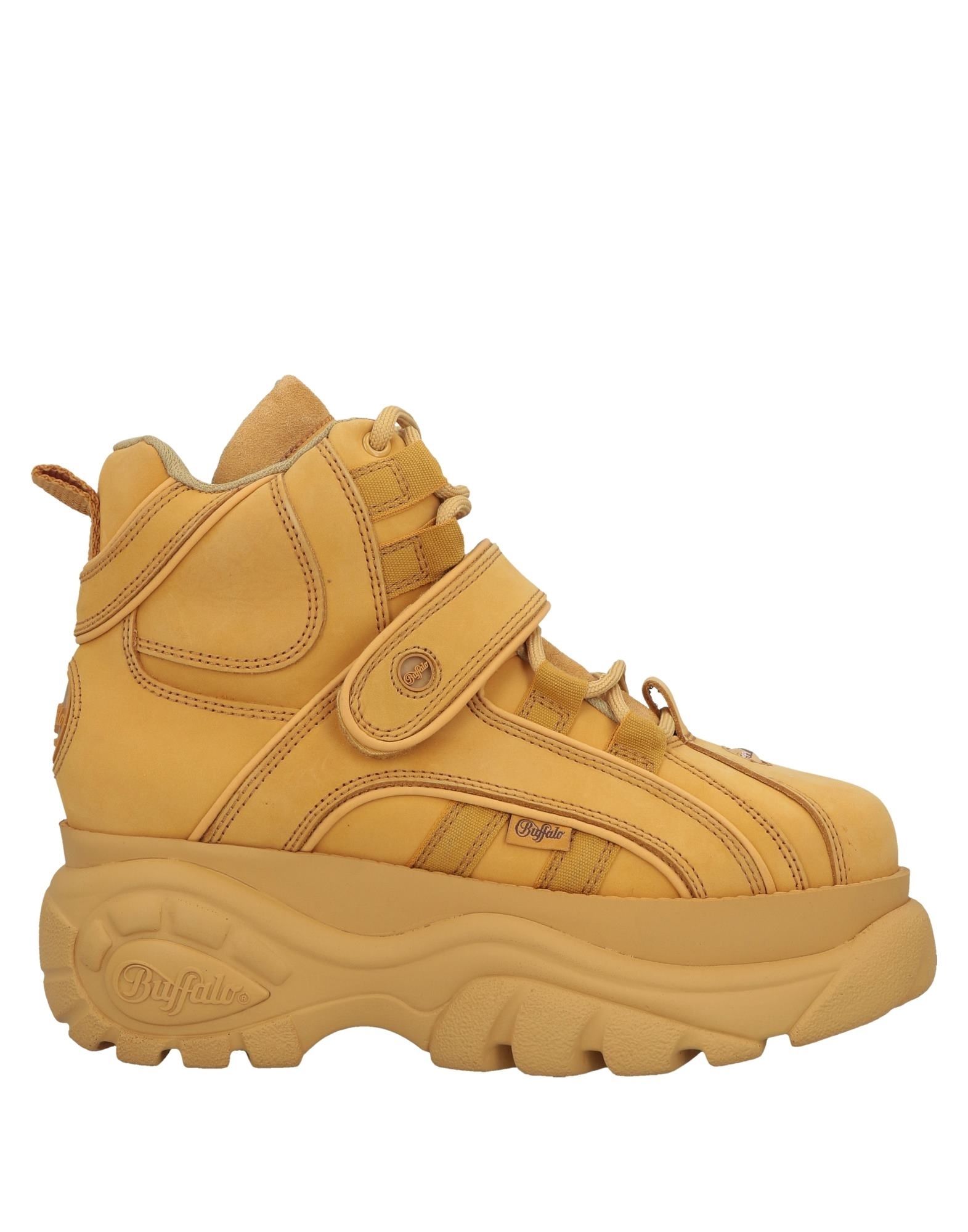 Shop Buffalo Woman Sneakers Ocher Size 9 Soft Leather In Yellow