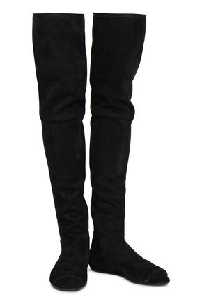 Balmain Suede Thigh Boots In Black