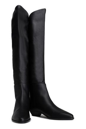 Michael Kors Pebbled-leather Thigh Boots In Black