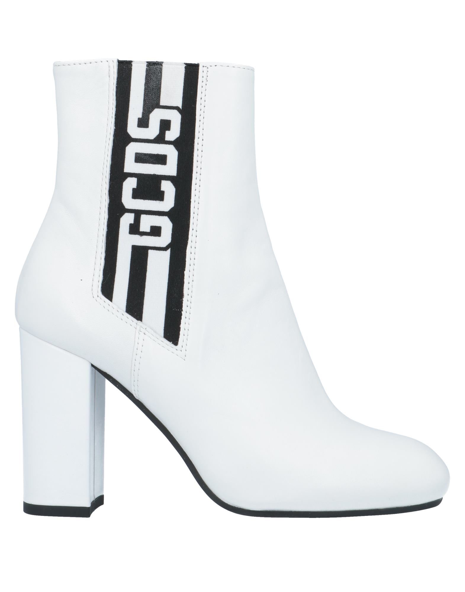 Gcds 90mm Stripe Leather Ankle Boots In White