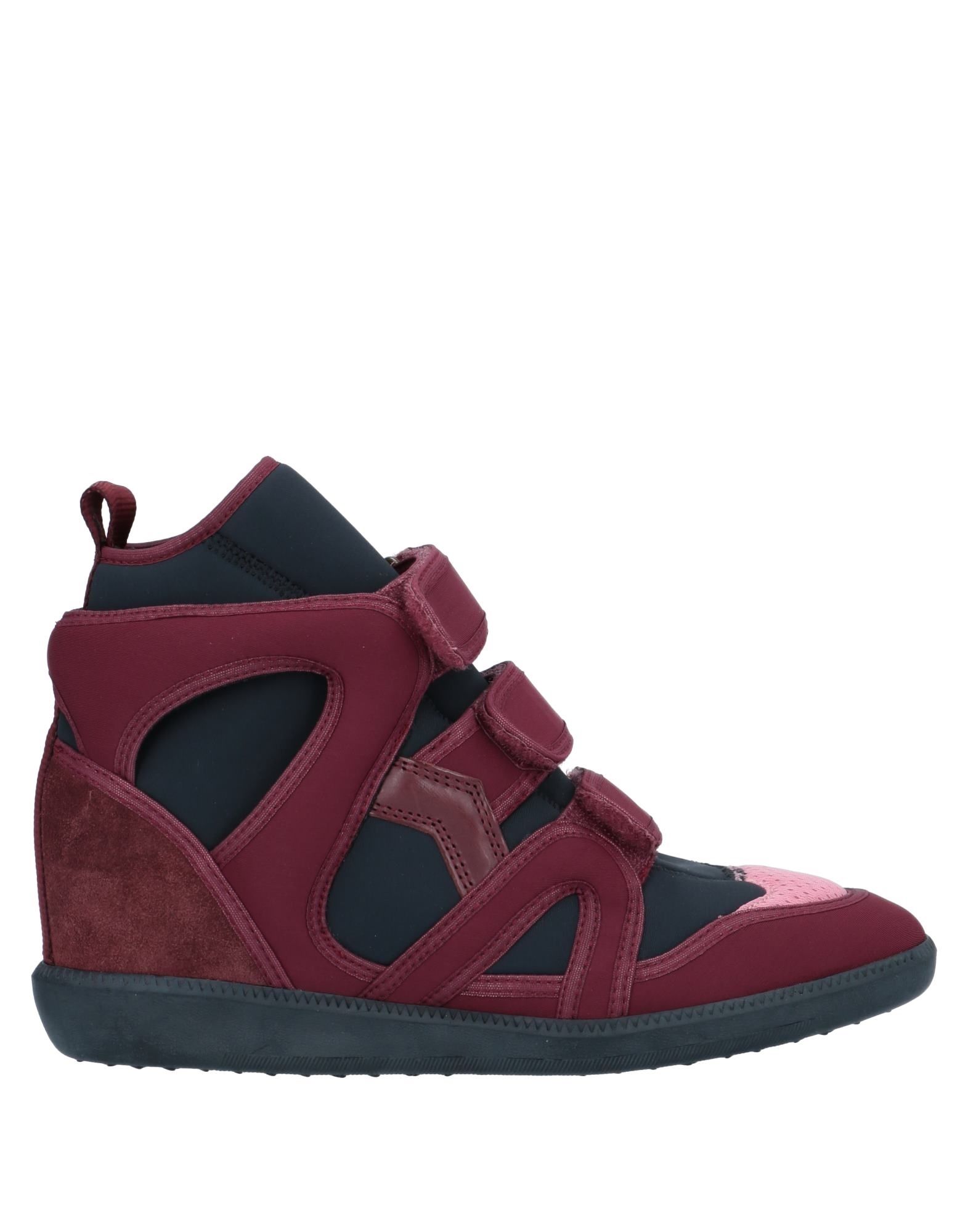 Shop Isabel Marant Woman Sneakers Burgundy Size 7 Calfskin, Polyamide, Elastane In Red