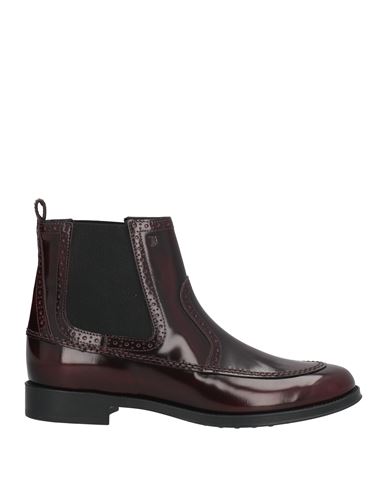 Tod's Woman Ankle Boots Burgundy Size 6.5 Soft Leather In Red