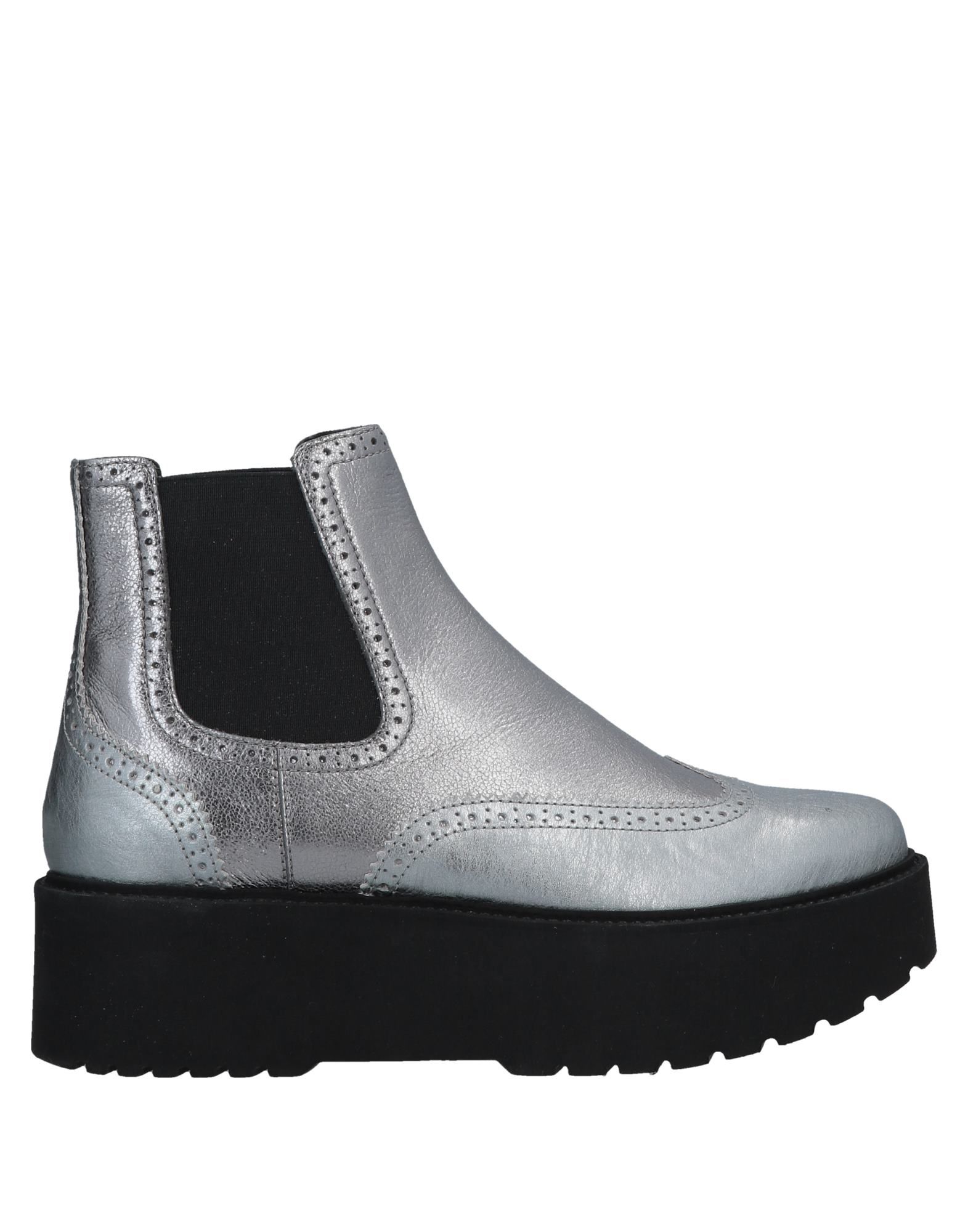 Shop Hogan Woman Ankle Boots Silver Size 8 Soft Leather