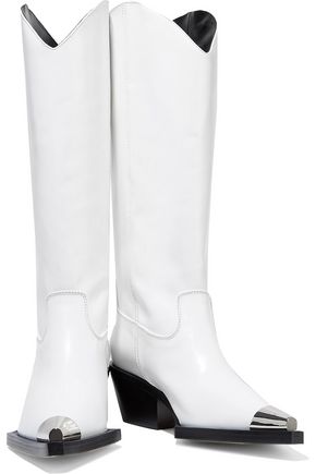 Click to view more detailed imagery on our partner's website Helmut Lang Woman Glossed-Leather Knee Boots White