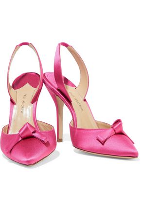 Click to view more detailed imagery on our partner's website Paul Andrew Woman Passion Knot Satin Slingback Pumps Pink