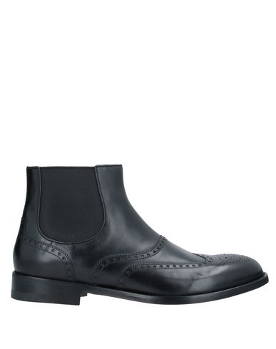 A. testoni Man Ankle boots Black Size 8 Calfskin, Stretch fibers