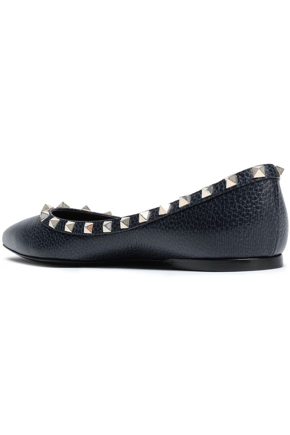 Studded pebbled-leather point-toe flats | VALENTINO GARAVANI | Sale up to 70% off | THE OUTNET