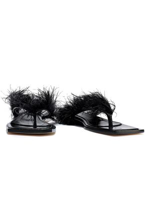 Helmut Lang Woman Leather Sandals Black | ModeSens