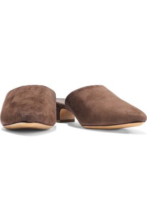 Click to view more detailed imagery on our partner's website Mansur Gavriel Woman Elegant Suede Mules Chocolate