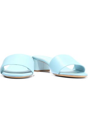 Click to view more detailed imagery on our partner's website Mansur Gavriel Woman Leather Mules Sky Blue